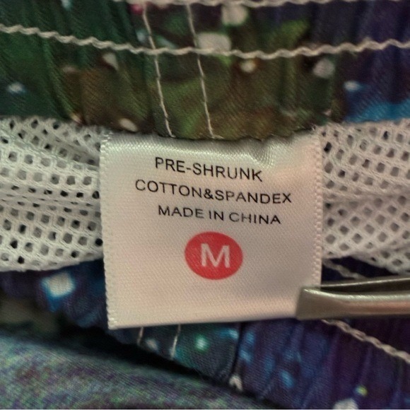 Cowboy Cat Riding Rainbow Shark Double Sided Swim Trunks Elastic Waistband Men M - Picture 4 of 8